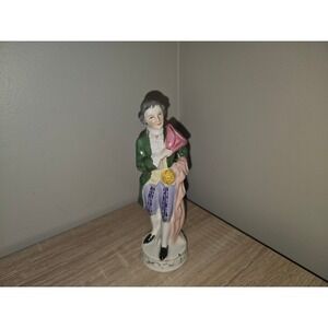 Vintage Moriyama Occupied Japan Porcelain Colonial Gentleman Figurine Green 1020